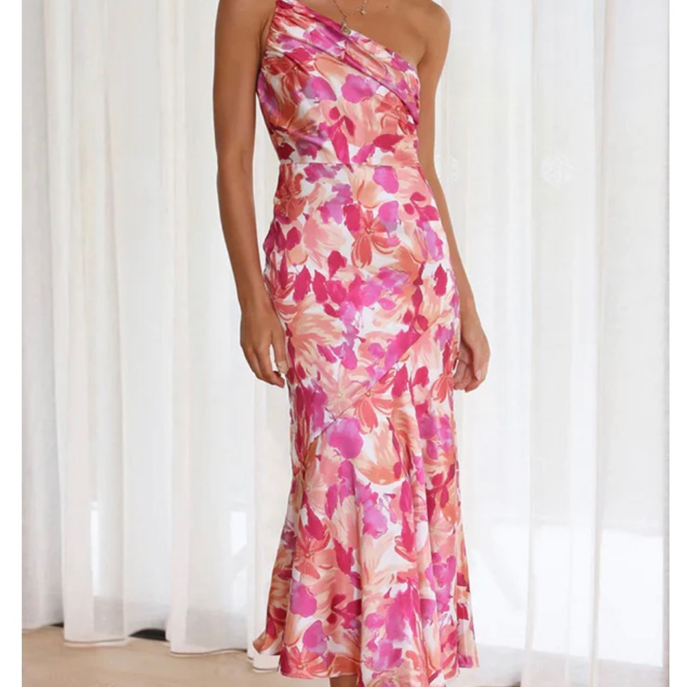 Satin Floral midi dress